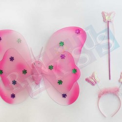 Kelebek Kanadı Yıldızlı Pembe 3lü Set Kelebek Kanadı Yıldızlı Pembe 3lü Set