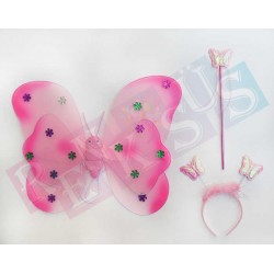 Kelebek Kanadı Yıldızlı Pembe 3lü Set