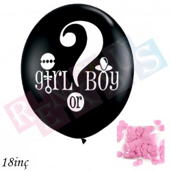 45cm Girl Boy Lateks Cinsiyet Belirleme Balonu Siyah Kız 45cm Girl Boy Lateks Cinsiyet Belirleme Balonu Siyah Kız
