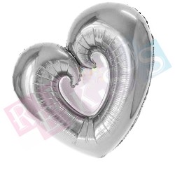 Folyo Kalp Balon İçi Boş Gümüş Büyük Boy Folyo Kalp Balon İçi Boş Gümüş Büyük Boy