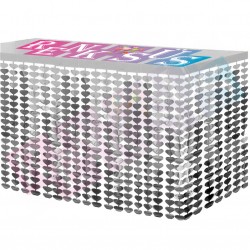 Masa Eteği Metalize Kalpli Gümüş Masa Eteği Metalize Kalpli Gümüş