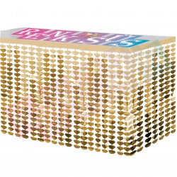 Masa Eteği Metalize Kalpli Gold Masa Eteği Metalize Kalpli Gold