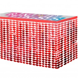 Masa Eteği Metalize Kalpli Kırmızı Masa Eteği Metalize Kalpli Kırmızı